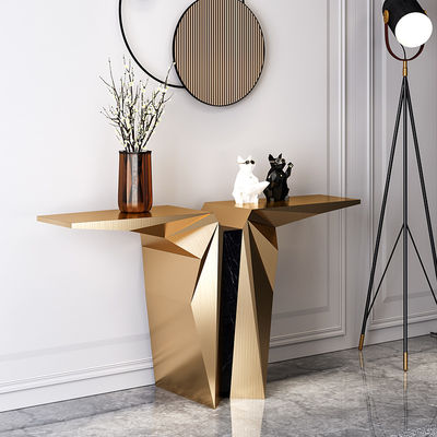 Stainless Steel Console Table Wall Table Angel Wing Shape With Brushed Gold Metal Base Hotel Villa And Living Room Use