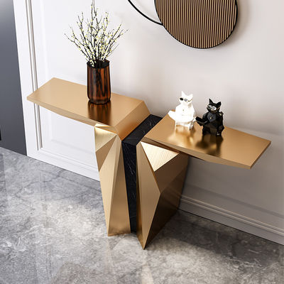Stainless Steel Console Table Wall Table Angel Wing Shape With Brushed Gold Metal Base Hotel Villa And Living Room Use
