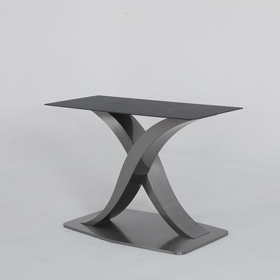 Iron Base Rectangle Dining Table Marble And Stainless Steel Dining Table