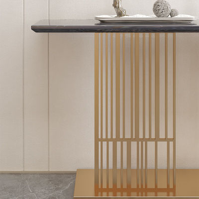 Rectangle Stainless Steel Console Table Wall Table With Brushed Gold Metal Base Hotel Villa And Living Room Use