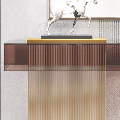 Rectangle Stainless Steel Entrance Table Wall Table Brushed Gold Metal Base Acrylic Top Hotel Villa And Living Room Use