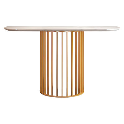 Titanium Gold Marble Top Console Table With Metal Base White