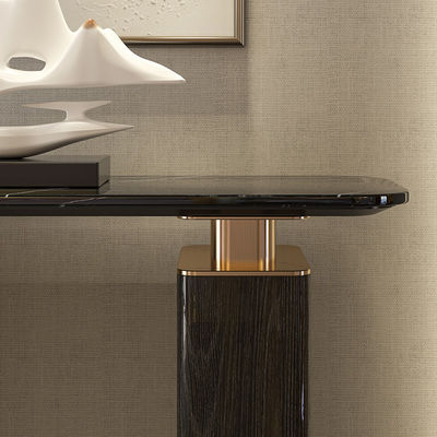 Walnut Veneer Black Console Table With Marble Top Living Room Furniture