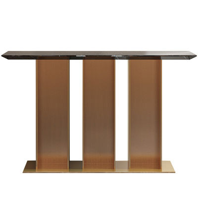 Brass Gold Real Marble Console Table With Metal Base For Hotel Use