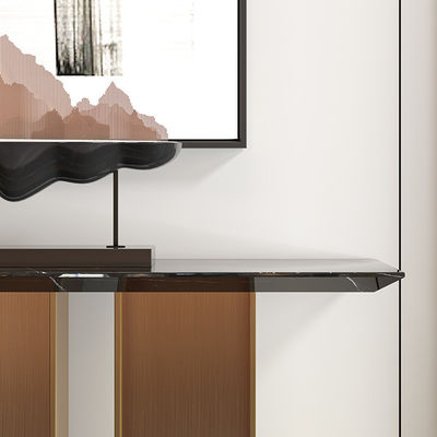 Brass Gold Real Marble Console Table With Metal Base For Hotel Use