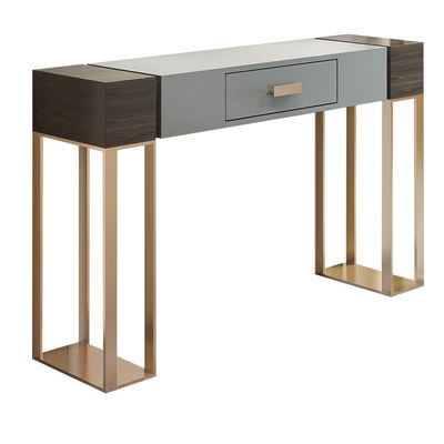 Wooden Console Table With Marble Top And Drawers Brass Gold