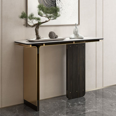White Small Marble Console Table Oak Mixed Stainless Steel Console Table