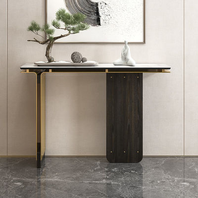 White Small Marble Console Table Oak Mixed Stainless Steel Console Table