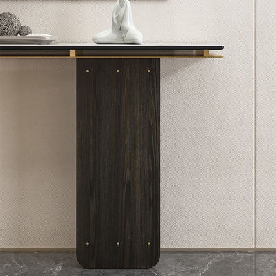 White Small Marble Console Table Oak Mixed Stainless Steel Console Table