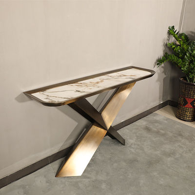 Wall Brass Gold And Marble Console Table With Stainless Steel Base