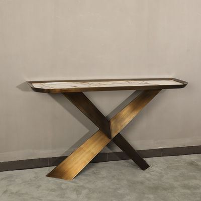 Wall Brass Gold And Marble Console Table With Stainless Steel Base