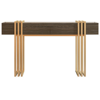 Walnut 2 Drawer Console Table Satin Marble And Gold Console Table