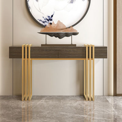 Walnut 2 Drawer Console Table Satin Marble And Gold Console Table