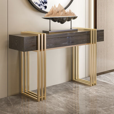 Walnut 2 Drawer Console Table Satin Marble And Gold Console Table
