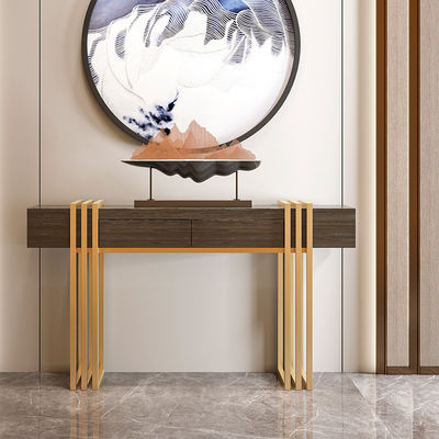 Walnut 2 Drawer Console Table Satin Marble And Gold Console Table