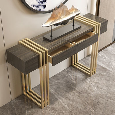 Walnut 2 Drawer Console Table Satin Marble And Gold Console Table