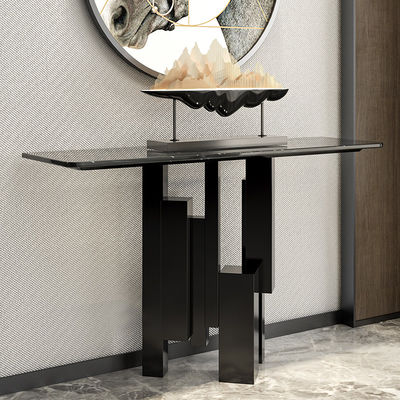 Bronze Black And Marble Console Table Stainless Steel and Walnut