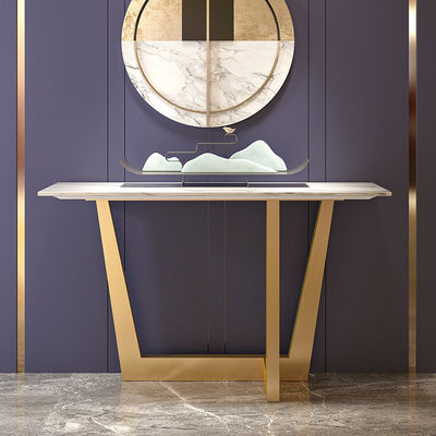Gold Brushed Steel Console Table Marble Top Console Table With Storage