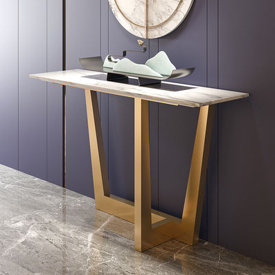 Gold Brushed Steel Console Table Marble Top Console Table With Storage