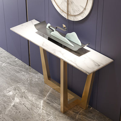 Gold Brushed Steel Console Table Marble Top Console Table With Storage
