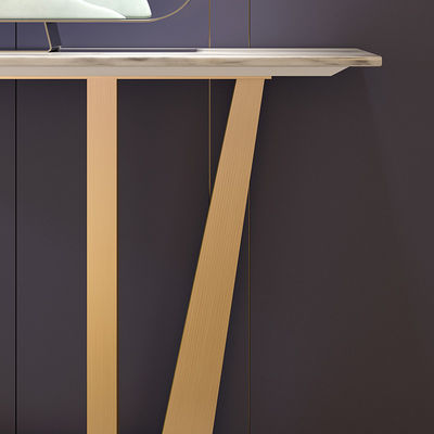 Gold Brushed Steel Console Table Marble Top Console Table With Storage