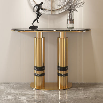 Brass Gold Entrance Console Table Marble Top Stainless Steel Console Table