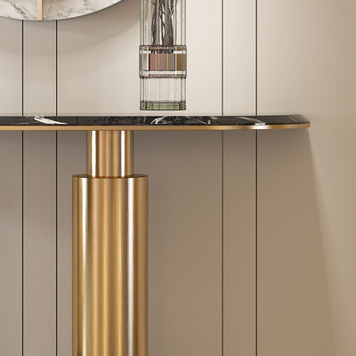 Brass Gold Entrance Console Table Marble Top Stainless Steel Console Table