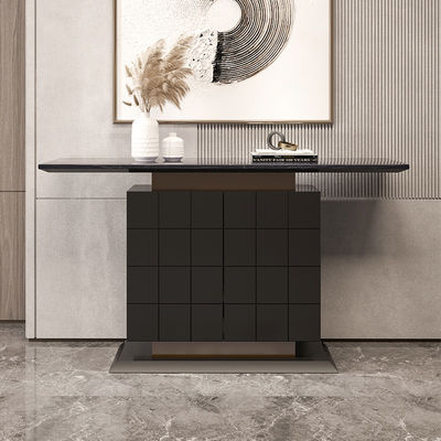 Two Doors Stainless Console Table Dark Oak Marble Top Console Table