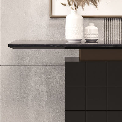 Two Doors Stainless Console Table Dark Oak Marble Top Console Table