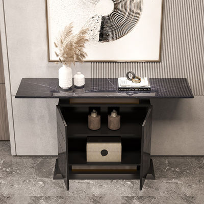 Two Doors Stainless Console Table Dark Oak Marble Top Console Table