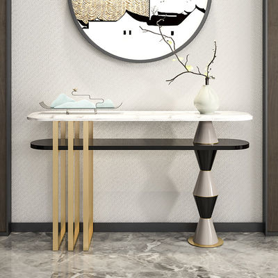 Satin Finish Wood And Marble Console Table Brass Gold Custom Made