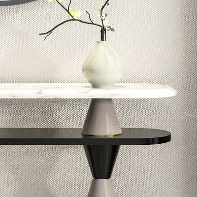 Satin Finish Wood And Marble Console Table Brass Gold Custom Made