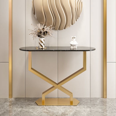 Metal Base Genuine Marble Console Table Gold Marble Console Table