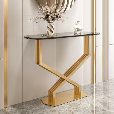 Metal Base Genuine Marble Console Table Gold Marble Console Table