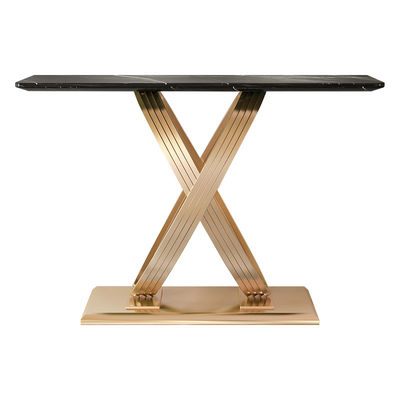 Customized Brass And Marble Console Table Satin Finish Ss Console Table