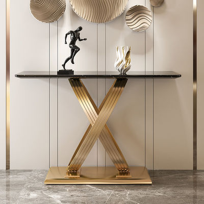 Customized Brass And Marble Console Table Satin Finish Ss Console Table