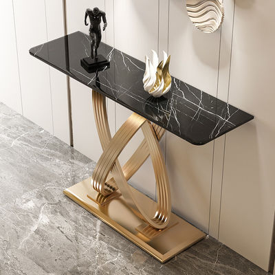Customized Brass And Marble Console Table Satin Finish Ss Console Table