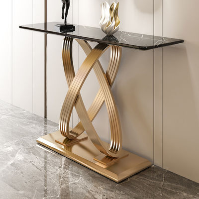 Customized Brass And Marble Console Table Satin Finish Ss Console Table