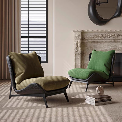 Rattan Frame Velvet Black Chair Modern Velvet Chesterfield Chair