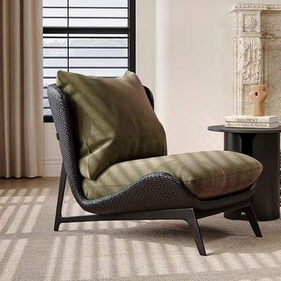 Rattan Frame Velvet Black Chair Modern Velvet Chesterfield Chair