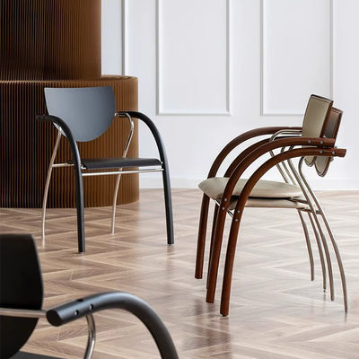 Black Wood Stackable Banquet Chairs With Stainless Steel Legs