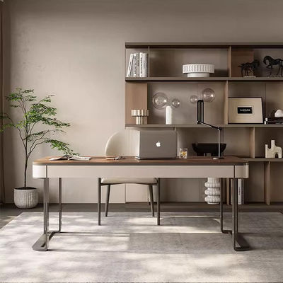 Customized Wood And Metal Writing Desk With Lacquer Finish Solid Study Table