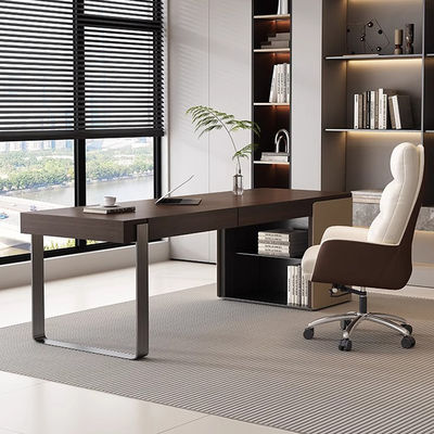 Rectangle Wooden Study Table Stainless Steel Oak Study Table