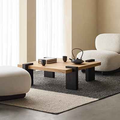 Matt Finish Square Coffee Table Central Wood And Metal Coffee Table
