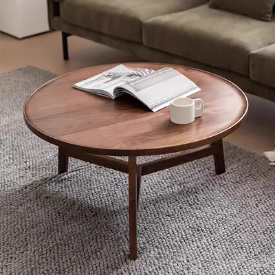 Oak Veneer Central Round Coffee Table Set Table Natural Wood Top Solid Wood Legs For Living Room And Hotel Use
