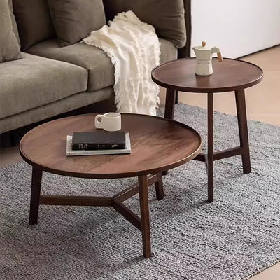 Oak Veneer Central Round Coffee Table Set Table Natural Wood Top Solid Wood Legs For Living Room And Hotel Use
