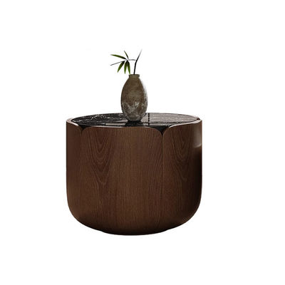 Oak Central Round Coffee Table Marble Top Coffee Table With Solid Wood Legs