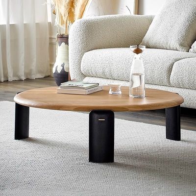 Oak Veneer Round Coffee Table Natural Wood Top Coffee Table Customized