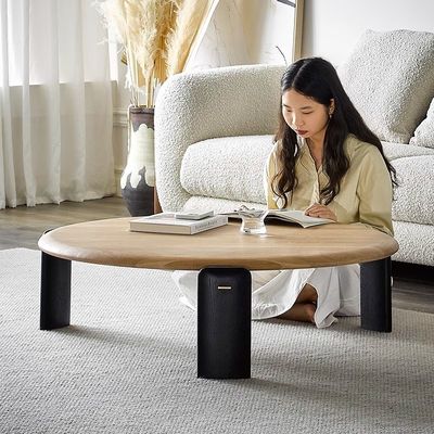 Oak Veneer Round Coffee Table Natural Wood Top Coffee Table Customized