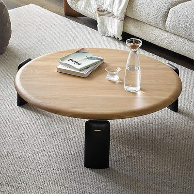 Oak Veneer Round Coffee Table Natural Wood Top Coffee Table Customized